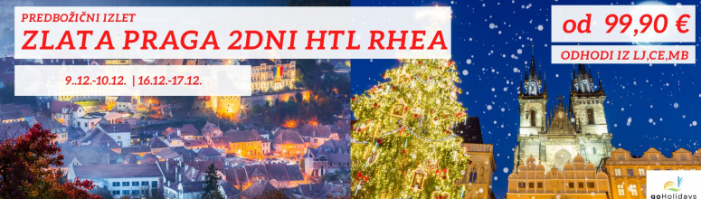 DVODNEVNI PREDBOŽIČNI IZLET PRAGA HOTEL 3* RHEA AKCIJSKA CENA