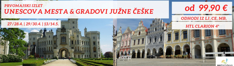 Prvomajski izleti Unescova mesta in gradovi južne Češke Zagotovljeno